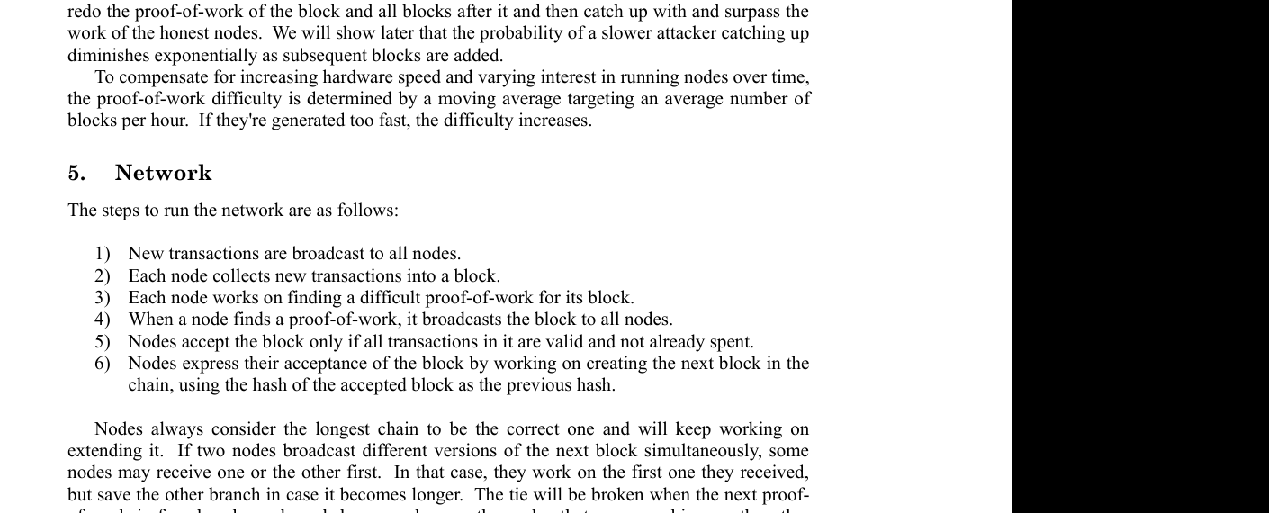 Bitcoin proof-of-work block chain with previous hash and nonce